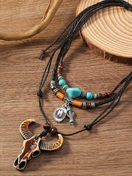 Jewelry - 2 Layer Boho Necklace for Women Turquoise Jewelry Choker Beaded NEW